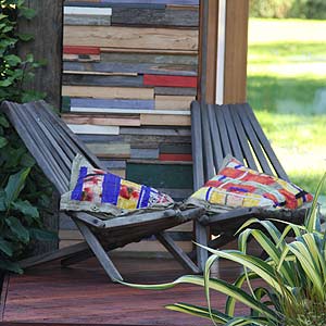 Patio Furniture with colorful cushions